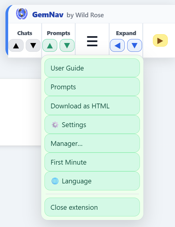 GemNav Menu